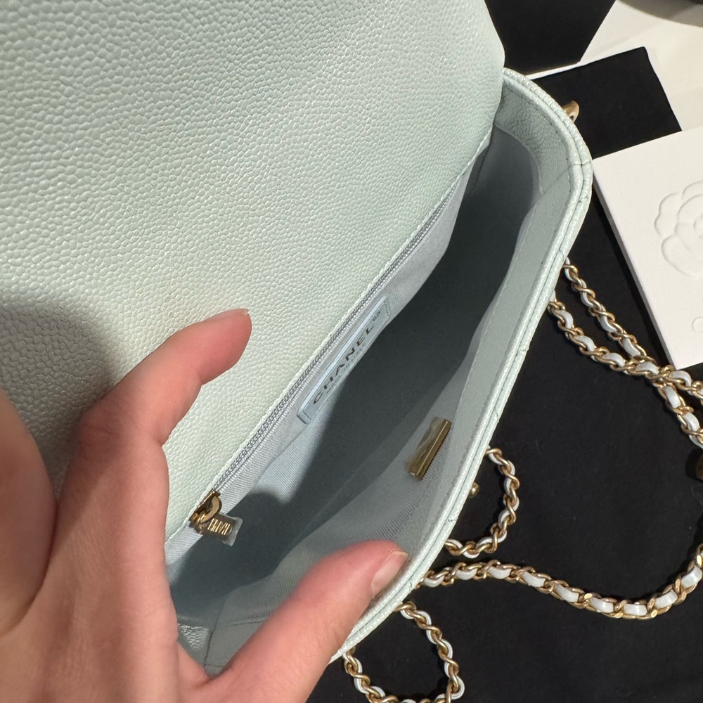 Chanel My Perfect Mini Bag – Iridescent Green (Light Blue Hue) Crossbody Handbag - Picture 10 of 15